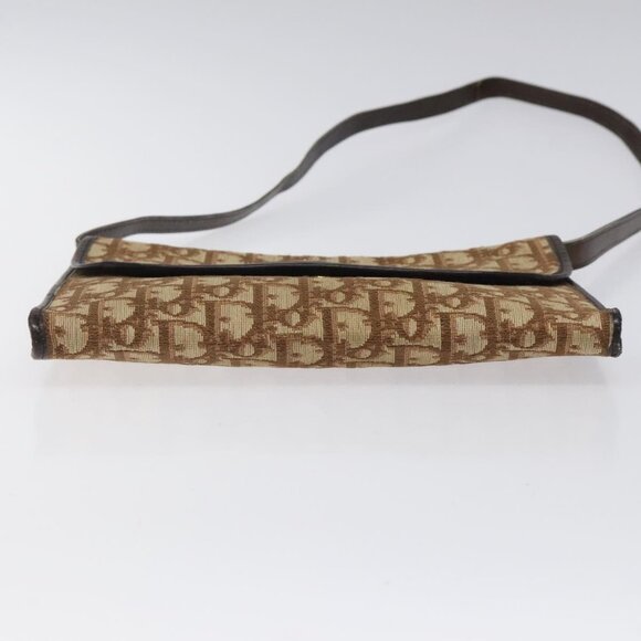 Christian Dior Trotter Canvas Shoulder Bag Brown Gold Auth - Picture 5 of 16